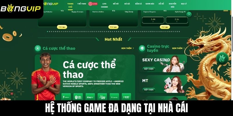 Hệ thống game đa dạng tại nhà cái