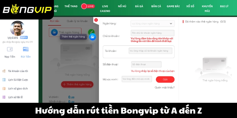 Hướng dẫn rút tiền Bongvip nhanh chóng từ A đến Z
